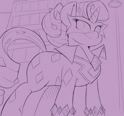 Size: 800x746 | Tagged: safe, artist:sirmasterdufel, character:radiance, character:rarity, episode:power ponies, g4, my little pony: friendship is magic, female, monochrome, solo
