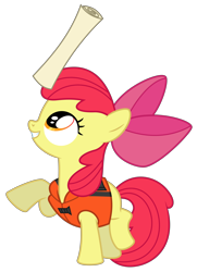 Size: 5000x6888 | Tagged: safe, artist:masem, character:apple bloom, species:earth pony, species:pony, episode:pinkie apple pie, g4, my little pony: friendship is magic, absurd resolution, female, filly, foal, lifejacket, map, simple background, solo, transparent background, vector