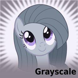 Size: 1024x1024 | Tagged: safe, artist:freefraq, character:marble pie, species:earth pony, species:pony, derpibooru, cute, female, grayscale, marblebetes, mare, meta, solo, spoilered image joke