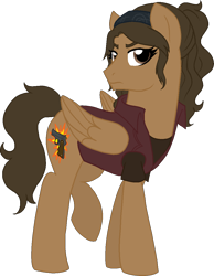 Size: 876x1129 | Tagged: safe, artist:tambelon, species:pegasus, species:pony, female, mare, ponified, solo, tess, the last of us, video game
