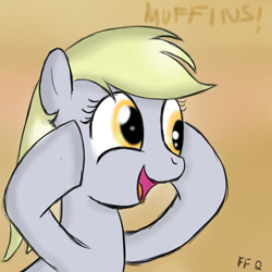 Size: 894x894 | Tagged: safe, artist:freefraq, character:derpy hooves, species:pegasus, species:pony, g4, female, food, mare, muffin, simple background, solo
