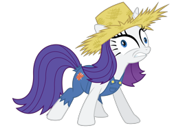 Size: 8032x6000 | Tagged: safe, artist:masem, character:rarity, episode:simple ways, g4, my little pony: friendship is magic, .svg available, absurd resolution, clothing, farmfilly, female, hat, overalls, rarihick, simple background, solo, straw hat, transparent background, vector