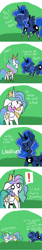 Size: 1280x7680 | Tagged: safe, artist:fauxsquared, character:princess celestia, character:princess luna, cake, cakelestia, chase, comic, eyes closed, floppy ears, laxative, open mouth, running, smiling, spread wings, standing, tumblr, wide eyes, wings, yelling