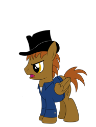 Size: 774x1032 | Tagged: safe, artist:drawponies, oc, oc only, oc:calamity, species:pegasus, species:pony, fallout equestria, clothing, dashite, fanfic, fanfic art, hat, hooves, male, open mouth, simple background, solo, stallion, transparent background, vector, wings