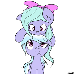 Size: 2000x2000 | Tagged: safe, artist:freefraq, character:cloudchaser, character:flitter, 30 minute art challenge, cute, filly, pony hat