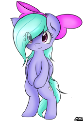 Size: 2000x2930 | Tagged: safe, artist:freefraq, character:flitter, species:pony, :t, bipedal, bow, cute, female, fluffy, hair bow, looking at you, semi-anthro, simple background, smiling, solo, transparent background