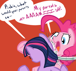 Size: 1300x1200 | Tagged: safe, artist:tess, character:pinkie pie, character:twilight sparkle, amish, batman, greatest internet moments, meme, my parents are dead