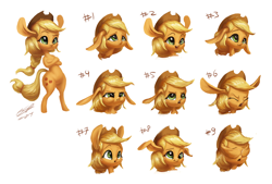 Size: 1600x1080 | Tagged: safe, artist:assasinmonkey, character:applejack, species:earth pony, species:pony, :o, :t, angry, bipedal, covering eyes, cute, derp, expressions, eyes closed, facial expressions, female, floppy ears, frown, glare, happy, head tilt, impossibly large ears, jackabetes, looking up, mare, open mouth, puffy cheeks, raised eyebrow, sad, scrunchy face, silly, silly pony, simple background, smiling, wavy mouth, white background, wide eyes, yelling