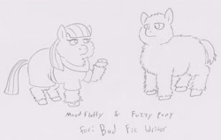 Size: 1500x952 | Tagged: safe, artist:santanon, character:maud pie, fluffy pony, fuzzy pony, monochrome