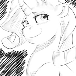 Size: 800x800 | Tagged: safe, artist:sirmasterdufel, character:rarity, female, monochrome, smug, smugity, solo