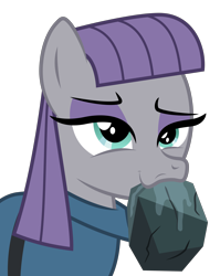 Size: 4000x5031 | Tagged: safe, artist:masem, character:maud pie, episode:maud pie, g4, my little pony: friendship is magic, absurd resolution, drool, faec, female, mouth hold, rock, simple background, solo, that pony sure does love rocks, transparent background, vector