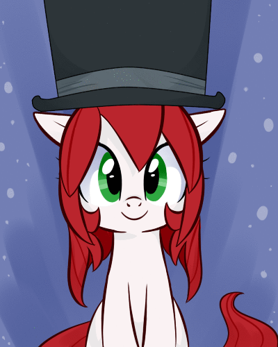 Size: 400x500 | Tagged: safe, artist:jessy, oc, oc only, oc:palette swap, species:earth pony, species:pony, :<, animated, clothing, cute, floppy ears, frown, hat, looking at you, smiling, solo, top hat, tumblr:ask palette swap