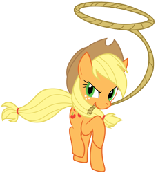 Size: 4587x5000 | Tagged: safe, artist:jessy, artist:kooner-cz, character:applejack, absurd resolution, female, lasso, mouth hold, simple background, solo, transparent background, vector