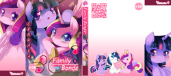 Size: 1669x750 | Tagged: safe, artist:loyaldis, character:princess cadance, character:shining armor, character:twilight sparkle, character:twilight sparkle (alicorn), species:alicorn, cover, explicit source, preview, rule 63