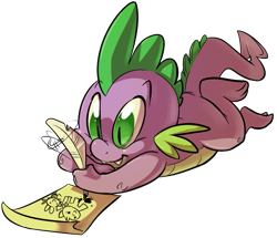 Size: 755x649 | Tagged: safe, artist:php27, character:spike, character:twilight sparkle, species:dragon, baby, baby dragon, cute, drawing, fangs, green eyes, ink, male, paper, quill, simple background, smiling, solo, spikabetes, transparent background, writing