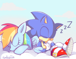 Size: 700x548 | Tagged: dead source, safe, artist:ipun, character:rainbow dash, character:sonic the hedgehog, crossover, crossover shipping, female, interspecies, male, shipping, sonic the hedgehog (series), sonicdash, straight