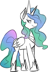 Size: 898x1345 | Tagged: safe, artist:fauxsquared, character:princess celestia, female, hair over one eye, looking at you, solo, standing