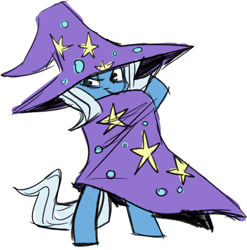 Size: 862x874 | Tagged: safe, artist:fauxsquared, character:trixie, species:pony, bipedal, cape, clothing, female, hat, looking at you, solo, standing, trixie's cape, trixie's hat