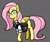 Size: 600x500 | Tagged: safe, artist:moronsonofboron, character:fluttershy, species:pegasus, species:pony, g4, adorkable, clothing, cute, cyberpunk, dork, eyebrows, female, glasses, gray background, hmd, looking at you, mare, necktie, simple background, three quarter view