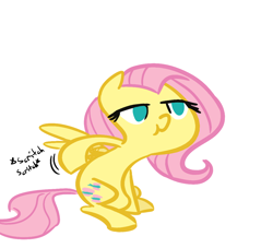Size: 1100x1000 | Tagged: safe, artist:deeriojim, artist:tess, character:fluttershy, :t, colored, female, scratching, sitting, solo