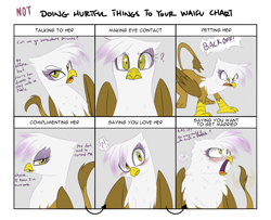 Size: 1600x1300 | Tagged: safe, artist:adequality, artist:jessy, character:gilda, species:griffon, blushing, crying, cute, doing loving things, fluffy, frown, gildadorable, gildere, glare, looking at you, looking away, meme, question mark, raised eyebrow, rejection, smirk, sweat, tail wag, tsundere, wide eyes