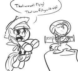 Size: 1100x1000 | Tagged: safe, artist:tess, character:rainbow dash, episode:may the best pet win, g4, my little pony: friendship is magic, flying squirrel, grayscale, lineart, monochrome, squirrel, toy story