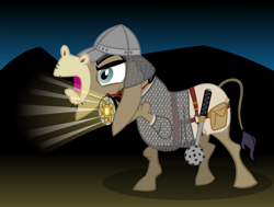 Size: 1600x1211 | Tagged: safe, artist:cheezedoodle96, character:cranky doodle donkey, species:donkey, armor, chainmail, cleric, dungeons and dragons, fantasy class, frown, glare, harness, helmet, holy symbol, hoof hold, mace, male, medallion, morning star, open mouth, potion, pouch, roleplaying, solo, turn undead, vector