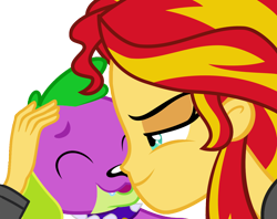 Size: 1262x1000 | Tagged: safe, artist:masem, artist:secret-asian-man, artist:serendipony, edit, character:spike, character:sunset shimmer, species:dog, ship:sunsetspike, my little pony:equestria girls, bestiality, crack shipping, cute, female, hundreds of users filter this tag, interspecies, kissing, male, shipping, simple background, spike the dog, straight, transparent background