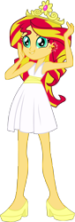 Size: 3077x9033 | Tagged: dead source, safe, artist:xebck, character:sunset shimmer, my little pony:equestria girls, clothing, crown, dress, ear piercing, earring, fall formal, female, high heels, jewelry, meme, piercing, prom queen meme, simple background, solo, transparent background, vector