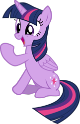 Size: 428x664 | Tagged: safe, artist:cheezedoodle96, character:twilight sparkle, character:twilight sparkle (alicorn), species:alicorn, species:pony, episode:equestria games, g4, my little pony: friendship is magic, .svg available, cheering, excited, female, fist pump, happy, mare, open mouth, simple background, sitting, smiling, solo, svg, transparent background, vector