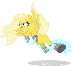 Size: 1024x946 | Tagged: safe, artist:vector-brony, oc, oc only, oc:psychoshy, species:pegasus, species:pony, fallout equestria, fallout equestria: project horizons, blank flank, electricity, fallout, female, mare, pegasus oc, power hoof, simple background, solo, transparent background, wings