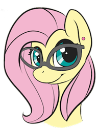 Size: 240x310 | Tagged: safe, artist:meggchan, character:fluttershy, earring, female, glasses, solo