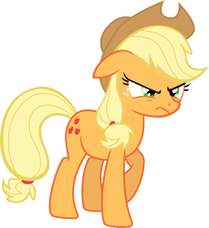Size: 1574x1718 | Tagged: safe, artist:cheezedoodle96, character:applejack, species:pony, ponyscape, episode:simple ways, g4, my little pony: friendship is magic, .svg available, angry, female, frown, inkscape, mare, simple background, solo, svg, transparent background, unamused, vector, vector trace