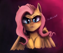 Size: 1200x1000 | Tagged: safe, artist:miokomata, character:fluttershy, angry, fangs, female, frown, glare, looking at you, solo