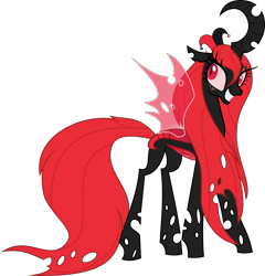 Size: 3000x3125 | Tagged: safe, artist:xebck, oc, oc only, oc:harlequin, species:changeling, changeling oc, changeling queen, changeling queen oc, female, red changeling, simple background, solo, transparent background, vector