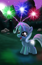 Size: 792x1224 | Tagged: safe, artist:evil-dec0y, character:trixie, species:pony, species:unicorn, best pony, cute, cutiespark, dawwww, diatrixes, female, filly, fireworks, happy, magic, mare, open mouth, smiling, solo