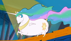 Size: 1400x806 | Tagged: safe, artist:php27, character:princess celestia, chubby, chubbylestia, classic, crossover, fat, female, horse, looney tunes, princess celestia is a horse, solo, what's opera doc