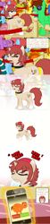 Size: 640x2880 | Tagged: safe, artist:aha-mccoy, oc, oc only, oc:corel, oc:dick, species:pony, species:unicorn, black eye, bruised, cellphone, collar, comic, dialogue, female, gradient hooves, iphone, line, mare, missing teeth, need to pee, nosebleed, omorashi, phone, poo brain, potty dance, potty emergency, potty time, speech bubble, trotting in place
