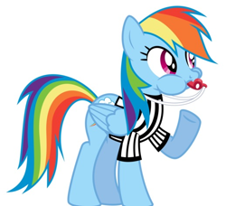 Size: 518x473 | Tagged: safe, artist:masem, character:rainbow dash, blowing, blowing whistle, clothing, costume, cute, dashabetes, female, nightmare night, nightmare night costume, puffy cheeks, rainblow dash, referee, referee rainbow dash, solo, whistle, whistle necklace