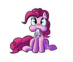 Size: 646x545 | Tagged: safe, artist:nasse, artist:tess, character:pinkie pie, species:earth pony, species:pony, >rape, aweeg*, caught, colored, cute, diapinkes, eating, female, greentext, homework, looking at you, mare, nom, paper, puffy cheeks, simple background, sitting, solo, text, white background