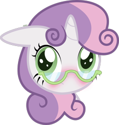 Size: 1678x1760 | Tagged: safe, artist:xebck, character:sweetie belle, adorkable, blushing, cute, diasweetes, dork, female, glasses, portrait, simple background, solo, transparent background, vector