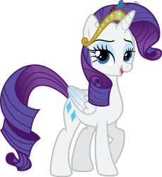 Size: 2534x2763 | Tagged: safe, artist:xebck, character:rarity, species:alicorn, species:pony, big crown thingy, colored wings, female, gradient wings, race swap, raricorn, simple background, solo, tiara, transparent background, vector