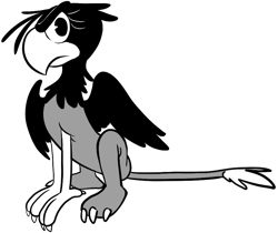 Size: 912x767 | Tagged: safe, artist:php27, character:gilda, species:griffon, black and white cartoon, female, old timey, retro, rubber hose animation, simple background, solo, transparent background
