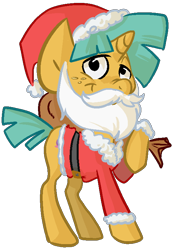 Size: 534x763 | Tagged: safe, artist:php27, character:snails, species:pony, species:unicorn, episode:hearth's warming eve, g4, my little pony: friendship is magic, christmas, clothing, costume, fake beard, hat, holiday, male, santa beard, santa costume, santa hat, solo