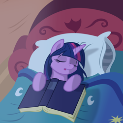 Size: 5000x5000 | Tagged: safe, artist:joey darkmeat, artist:mamandil, character:twilight sparkle, absurd resolution, bed, book, cute, female, sleeping, solo, twiabetes