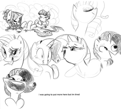 Size: 1158x1043 | Tagged: safe, artist:tess, character:rarity, character:twilight sparkle, character:twilight sparkle (alicorn), species:alicorn, species:pony, bath, faec, female, mare, monochrome, sketch dump