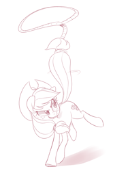 Size: 726x1096 | Tagged: safe, artist:jessy, character:applejack, female, grayscale, lasso, monochrome, rope, solo