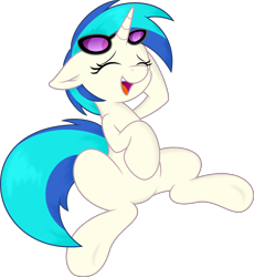 Size: 5000x5440 | Tagged: safe, artist:joey darkmeat, artist:spier17, character:dj pon-3, character:vinyl scratch, species:pony, species:unicorn, absurd resolution, eyes closed, female, hooves, horn, laughing, mare, open mouth, simple background, solo, sunglasses, teeth, transparent background, vector