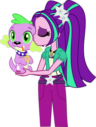 Size: 3018x3992 | Tagged: safe, artist:xebck, character:aria blaze, character:spike, species:dog, equestria girls:rainbow rocks, g4, my little pony: equestria girls, my little pony:equestria girls, ariabetes, ariaspike, cute, eyes closed, female, interspecies, kissing, male, mind control, simple background, spike the dog, spikelove, straight, transparent background, vector