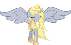 Size: 7000x4461 | Tagged: safe, artist:xebck, character:derpy hooves, species:alicorn, species:pony, absurd resolution, alicornified, armor, crown, derpicorn, eyes closed, female, princess derpy, race swap, simple background, solo, transparent background, vector, xk-class end-of-the-world scenario